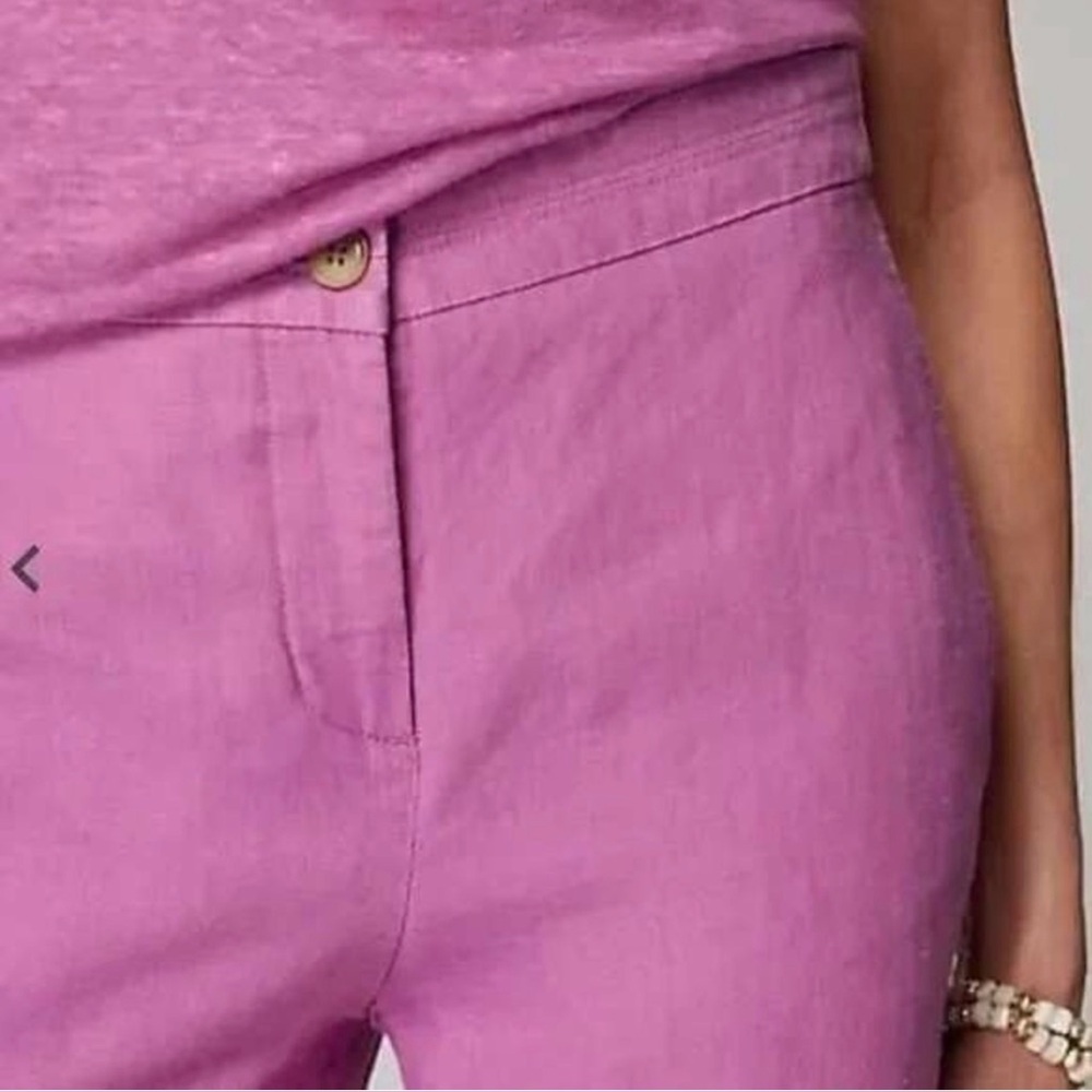 J. JILL LOVE LINEN Wild Orchid Lilac Wide Leg Cropped Pants Size Medium - Picture 3 of 16
